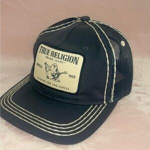 True Religion Navy Blue and White stitching Cap